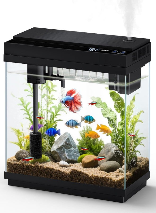 Fishkeeper 2.3G Smart Aquarium - Ultra Clear Glass Fish Tank w/Auto Timer 8-Color RGB Lights, 4-in-1 Self-Cleaning Silent Water Pump, Aromatherapy, Temperature Display, Perfect for Desktop Decor - Image 1